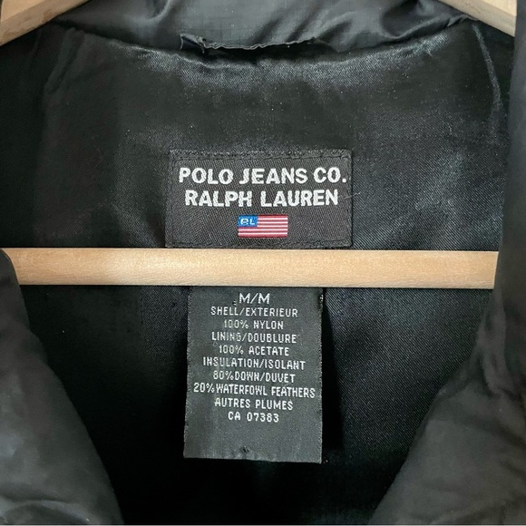 Vintage Polo Jeans Co. Ralph Lauren Black Puffer Vest Down Filled Size Medium - Picture 4 of 7